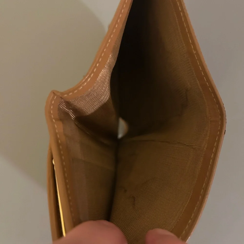 Authentic Celine Compact Kisslock Wallet, Vintage, Light Cognac Leather Trim